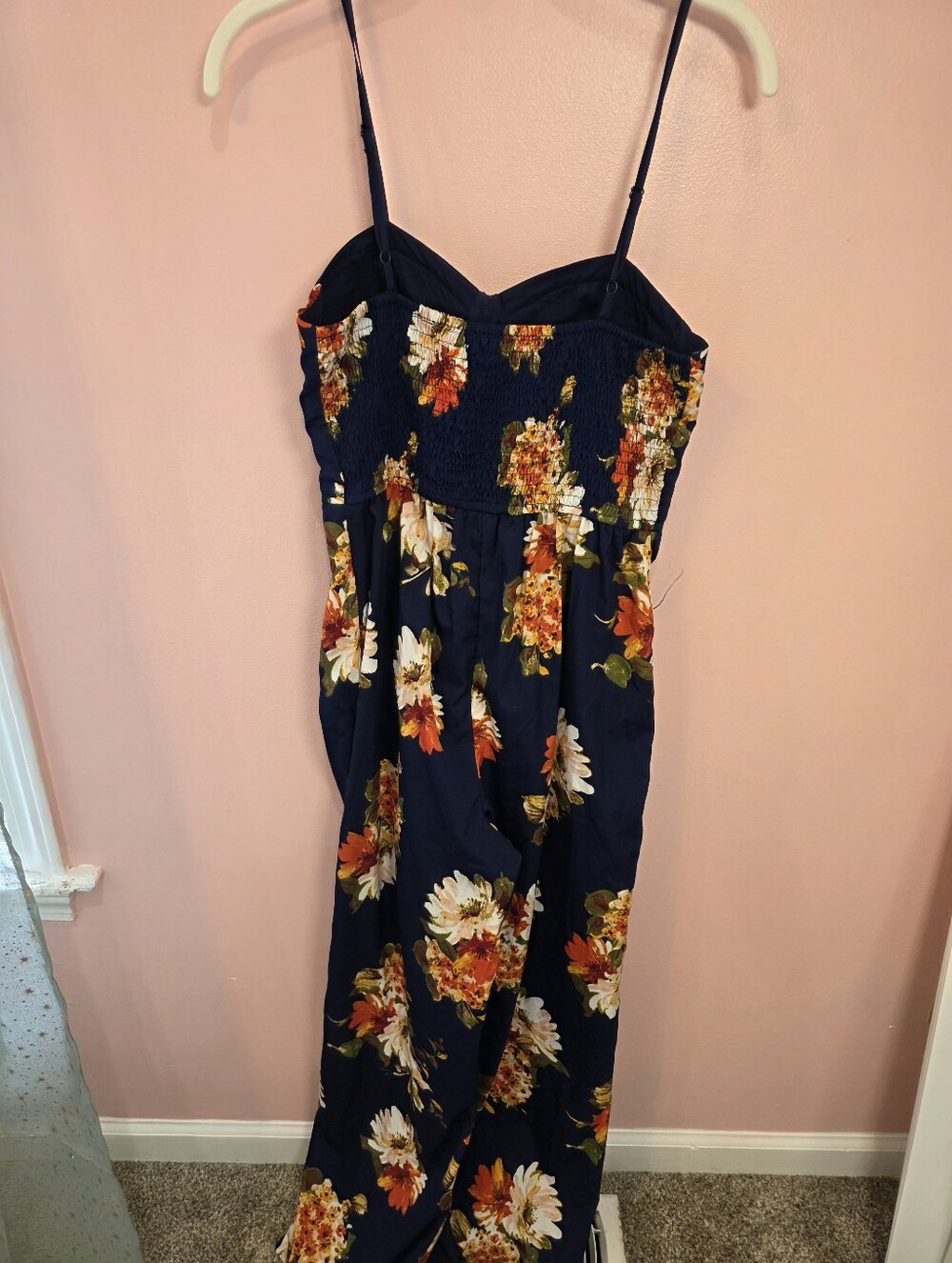 Band of Gypsies Navy Floral Bustier Wide Leg Jumpsuit Size S - Picture 4 of 8